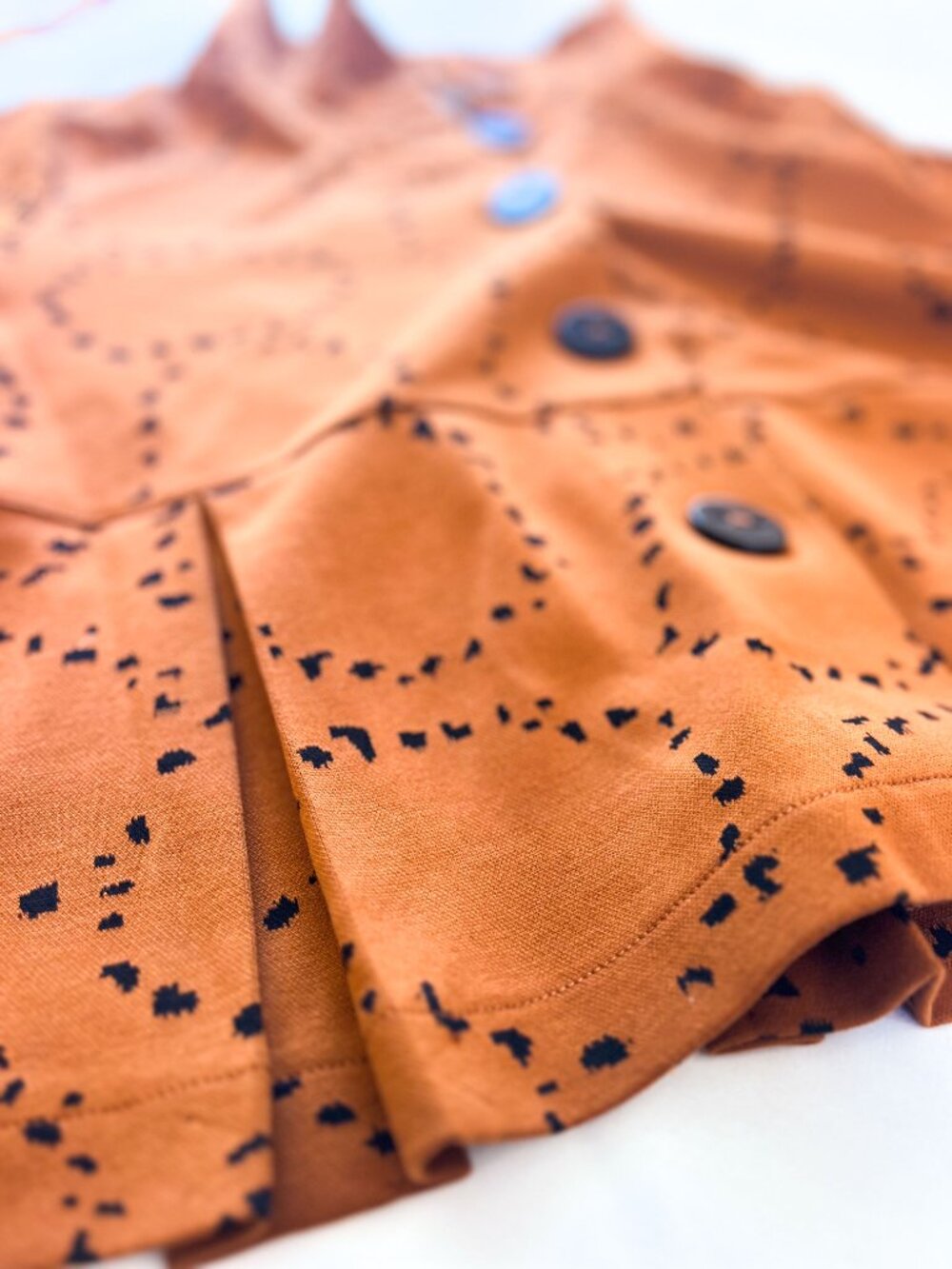 Habitat Clothing Retro Circle Knit Jacquard Button Jacket Ginger Rust - Picture 7 of 11
